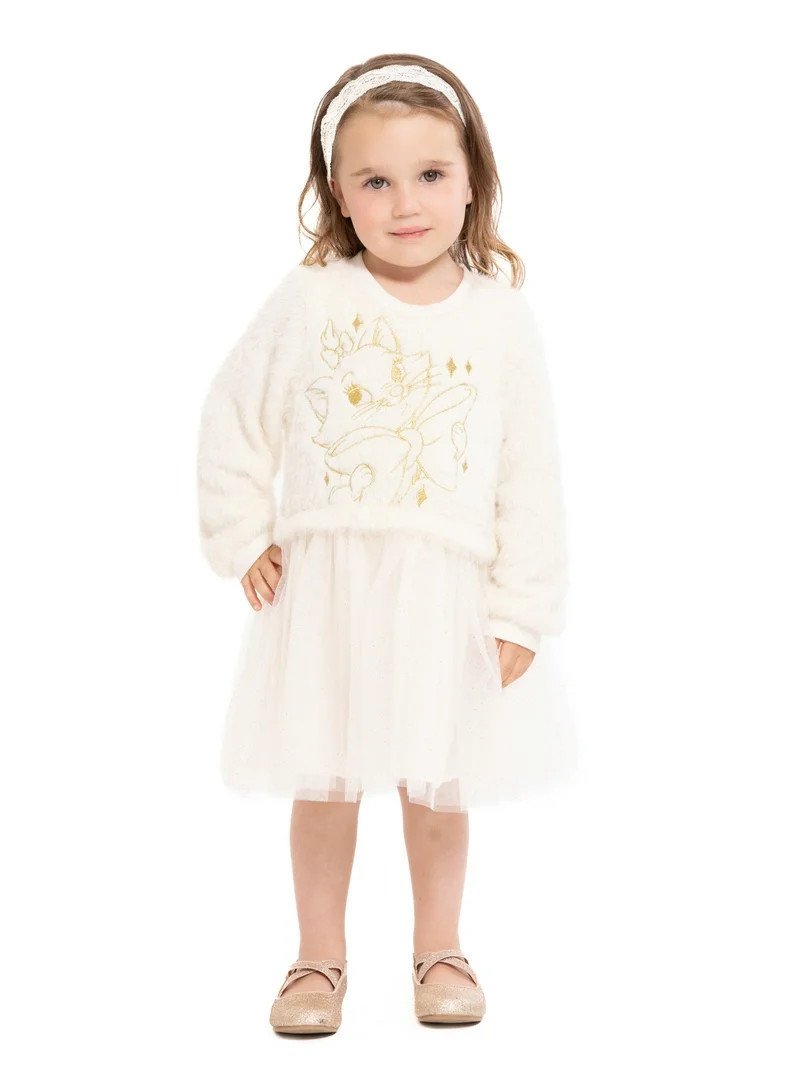 Disney Classics Marie Toddler Girls Eyelash Knit Tutu Dress with Long Sleeves, Sizes 12M-5T | Walmart (US)