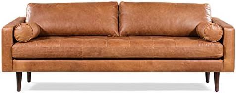 POLY & BARK Napa 88.5" Sofa in Full-Grain Pure-Aniline Italian Tanned Leather in Cognac Tan | Amazon (US)