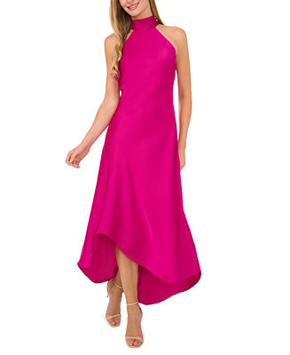 Women's Satin Bow-Back Halter High-Low Maxi Dress | Macy's