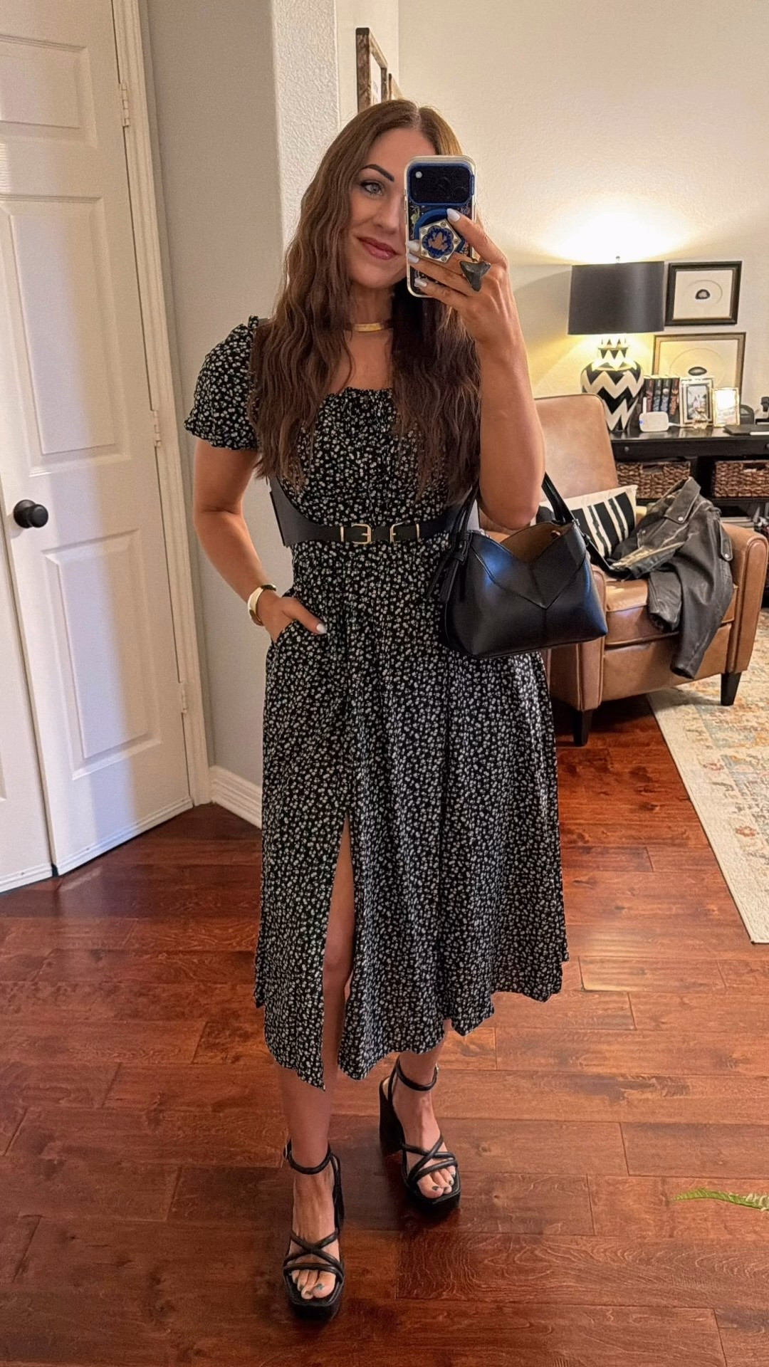 Date night outfit valentines inspo floral @amazon dress @target heels @h&m harness belt and @zara bag

Collar necklace is from November Maker