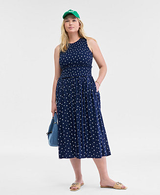 On 34th Women's Woven Printed Smocked Sleeveless Midi Dress, Exclusively at Macy's - Macy's | Macy's