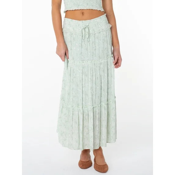 Celebrity Pink Women's and Women's Plus Floral Print Tiered Maxi Skirt, Sizes XS-4X | Walmart (US)
