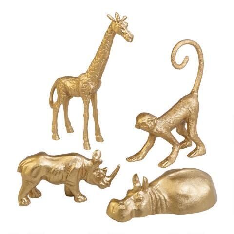 Gold Metal Animal Decor Set of 4 | World Market