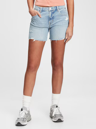 5'' Mid Rise Destructed Denim Shorts With Washwell&#153 | Gap (US)