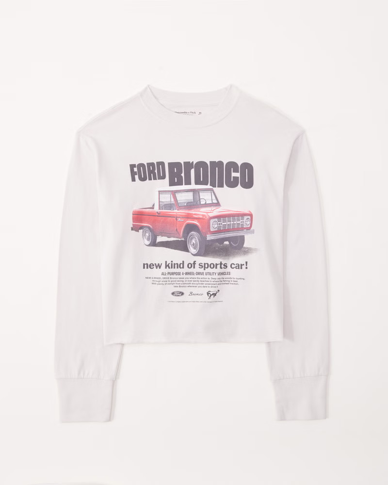 Women's Oversized Boyfriend Bronco Cutoff Crew Tee | Women's Tops | Abercrombie.com | Abercrombie & Fitch (US)