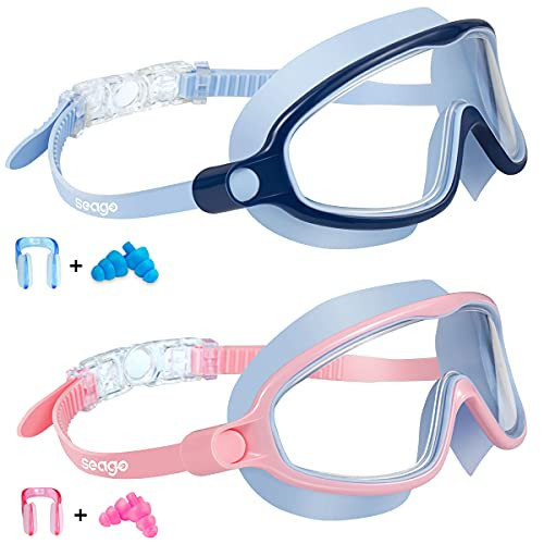 Kids Goggles for Swimming 2 Pack No Leaking Anti-Fog Outer Eye Fit with Wide View UV Protection Crystal Clear Watertight Swim Goggles with nose cover Suitable for Children Youth Boys Girls Age 3 to 14 | Amazon (US)