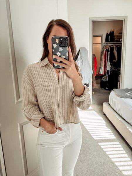 Spring outfit // ootd // white jeans // shop red dress // boutique // under $50 // summer // button down shirt // white jeans 

#LTKworkwear #LTKfindsunder100 #LTKstyletip