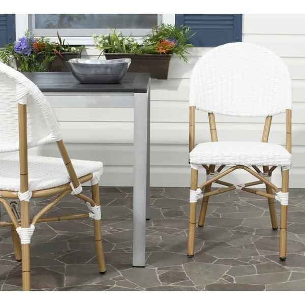 Safavieh Dining Rural Woven Barrow Off White Indoor/ Outdoor Stackable Dining Chairs (Set of 2) | Bed Bath & Beyond