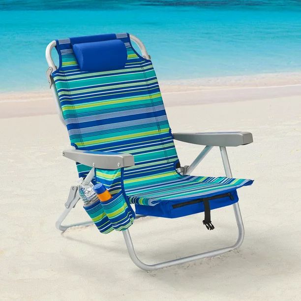 Mainstays Backpack Aluminum Beach Chair - Multi-color | Walmart (US)