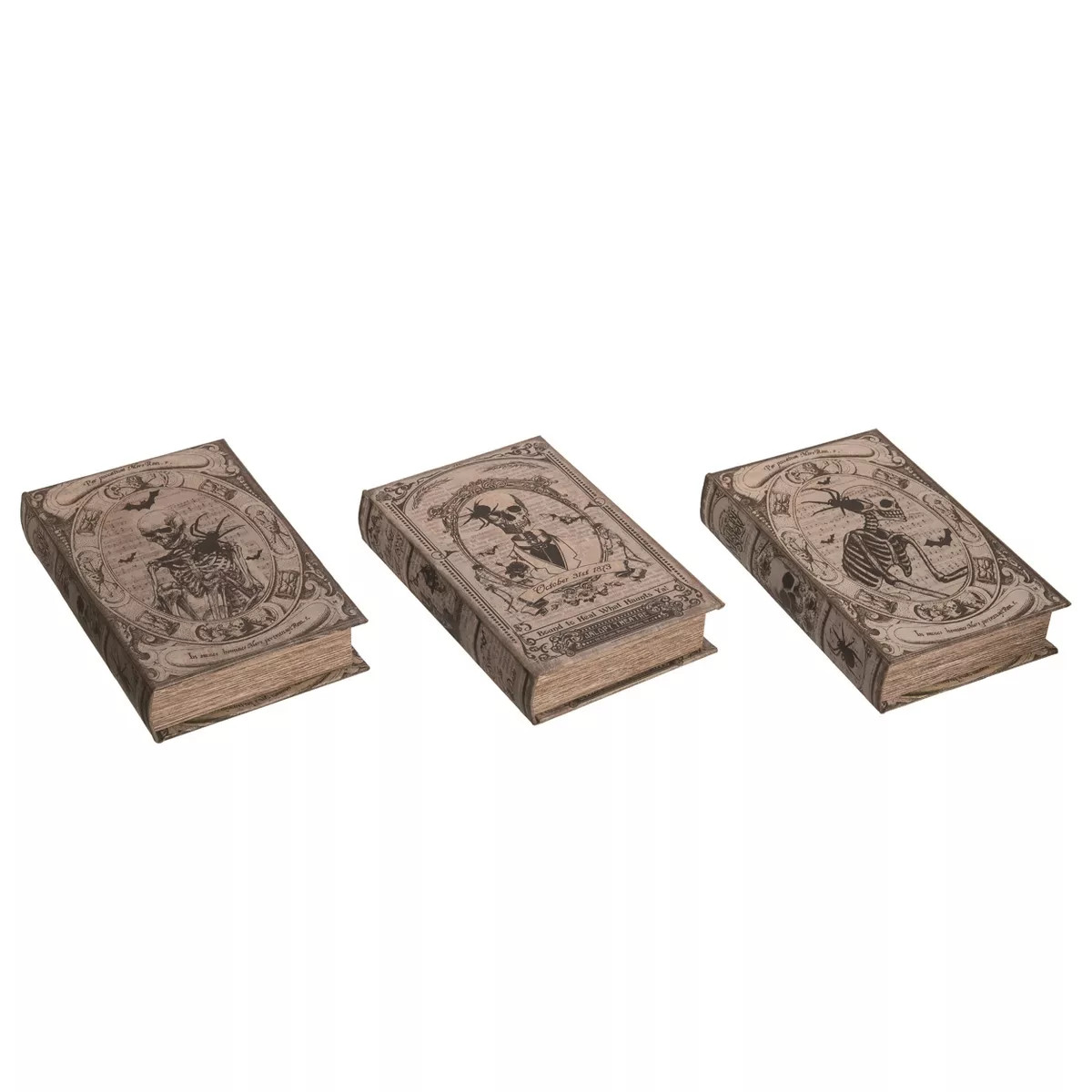 Transpac Wood 9.45 in. Multicolor Halloween Fright Night Book Boxes Set of 3 | Target