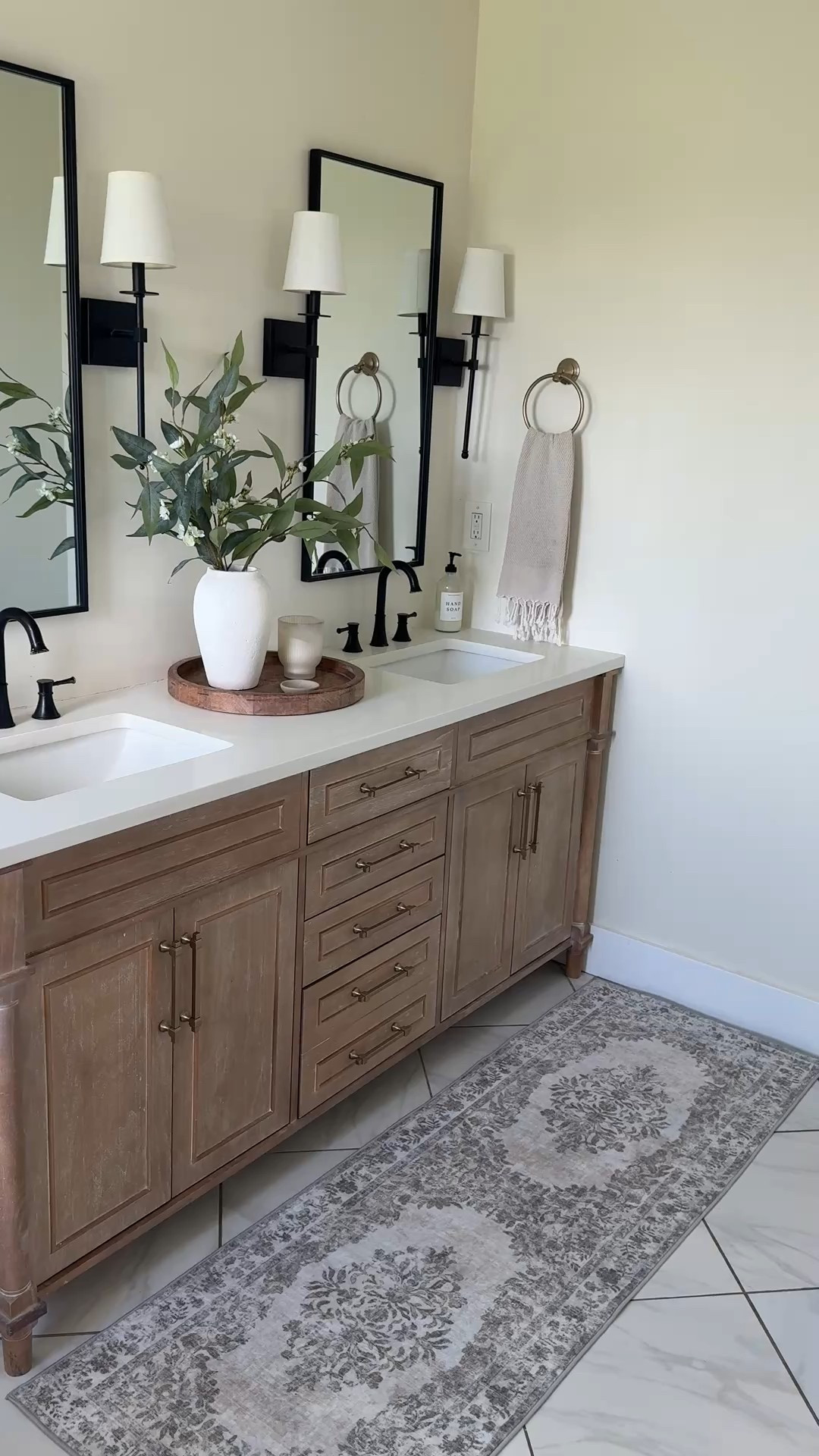 Classic and refined bathroom inspo, bathroom vanity on major sale!!! 

Bathroom vanity, bathroom cabinet , wall mirror, bathroom decor, hand towel, bath towel , bathroom runner rug, washable runner rug, home decor, champagne bronze

#LTKHome #LTKSaleAlert #LTKFindsUnder50