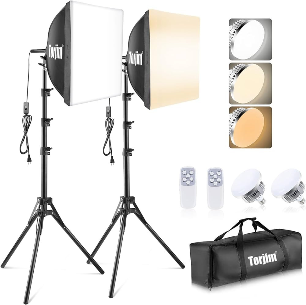 Torjim Softbox Photography Lighting Kit, 16'' x 16'' Professional Softbox Lighting Kit with 85W 3... | Amazon (US)