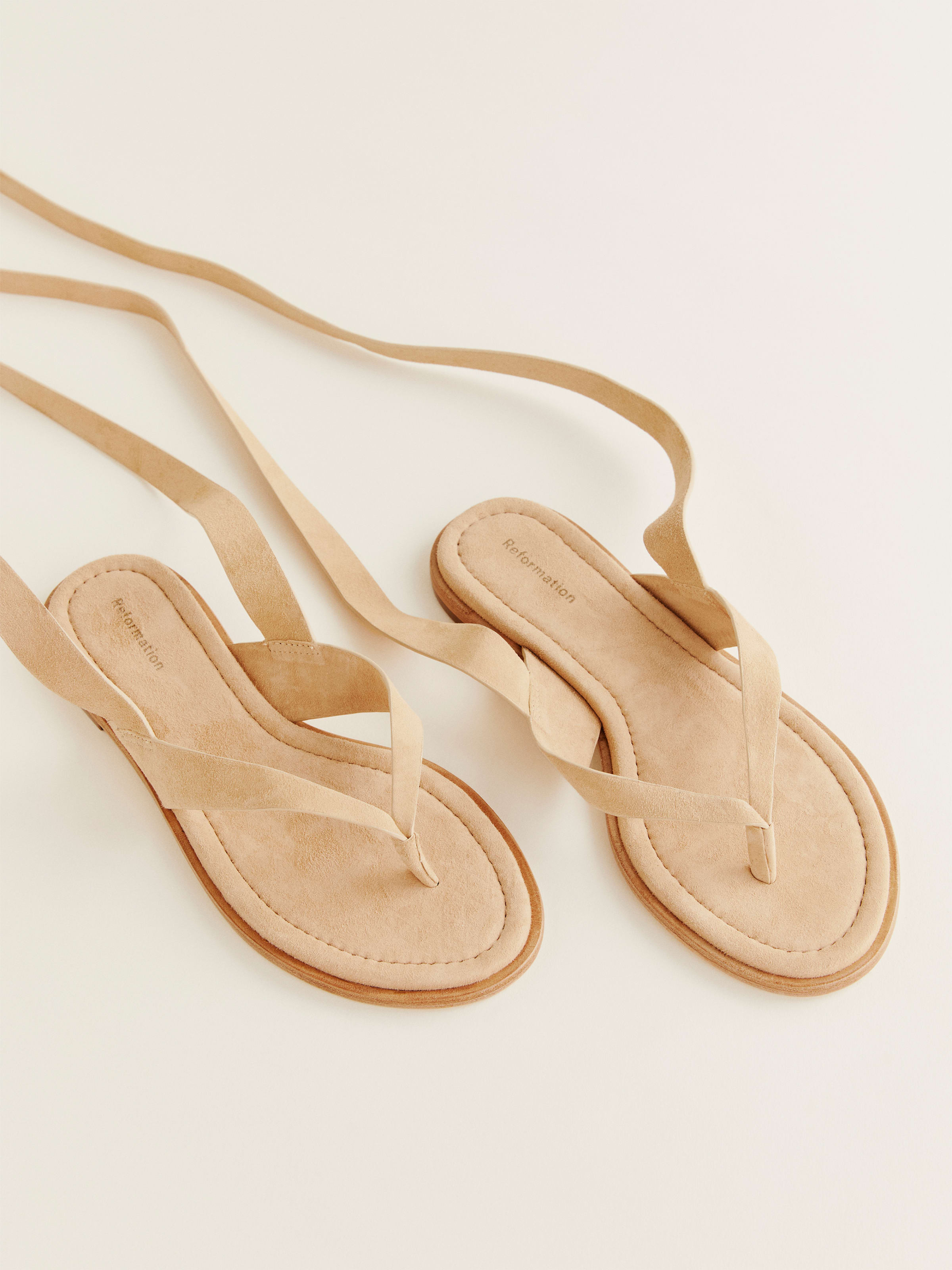Justine Lace Up Thong Sandal | Reformation (Global)