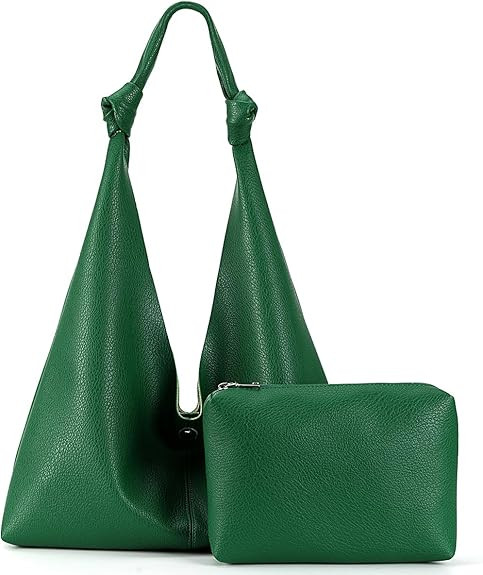 Vegan Leather Hobo Purses set, Slouchy Shoulder Bag Knotted Hobo Bags for Women with a small purs... | Amazon (US)
