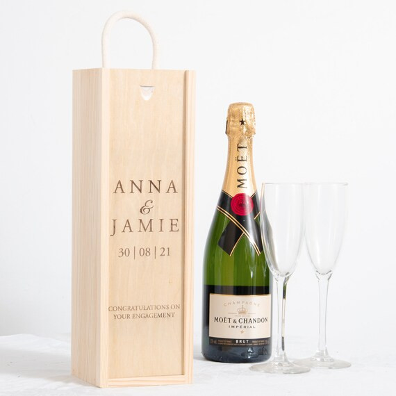 Personalised Engagement Bottle Box Personalised Engagement Gift Present Personalised Engaged Cham... | Etsy (US)