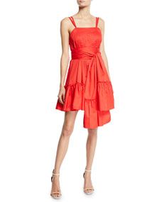 Oska Tiered Flounce Dress with Sash | Bergdorf Goodman