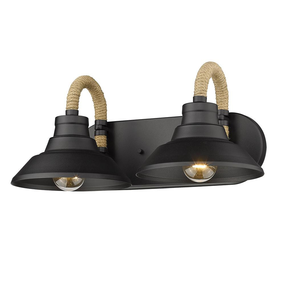 Golden Lighting Journey 2-Light Natural Black Vanity Light-3318-BA2 NB - The Home Depot | The Home Depot