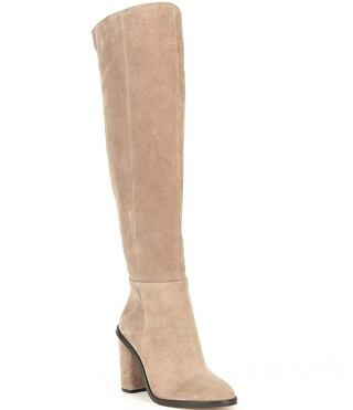 Barrine Suede Wide Calf Over-the-Knee Block Heel Boots | Dillard's