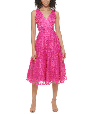 Women's 3D-Floral Fit & Flare Midi Dress | Macys (US)