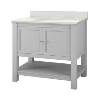 Home Decorators Collection Gazette 37 in. W x 22 in. D Vanity in Grey with Engineered Marble Vani... | The Home Depot