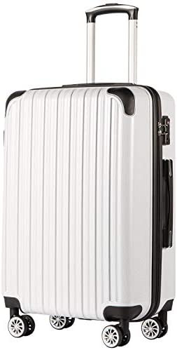 COOLIFE Luggage Expandable(only 28") Suitcase PC+ABS Spinner 20in 24in 28in Carry on (White Grid ... | Amazon (US)
