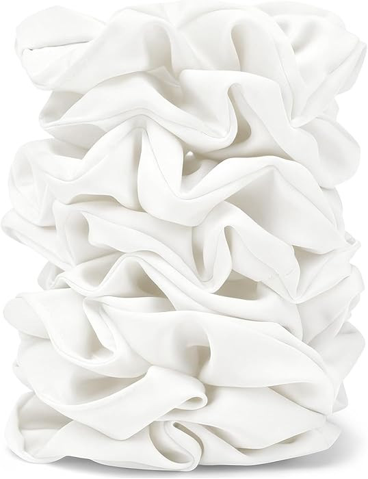 Satin Scrunchies for Women – 8PCS White Silk Hair Ties – No Crease, Frizz-Free, Gentle Elasti... | Amazon (US)