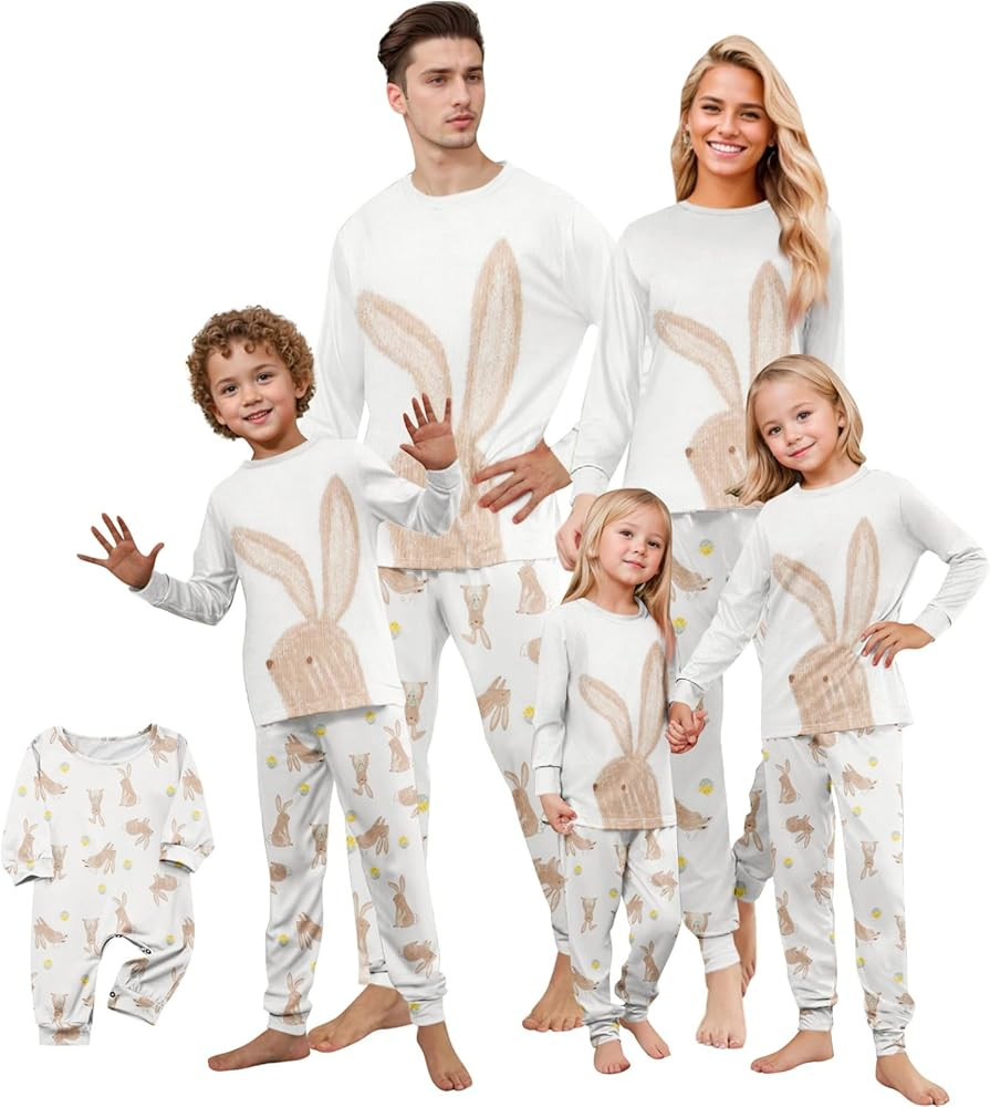 ADHOWBEW Matching Family Easter Outfits Holiday Cute Bunny Graphic Funny 2 Piece Long Sleeve Top ... | Amazon (US)