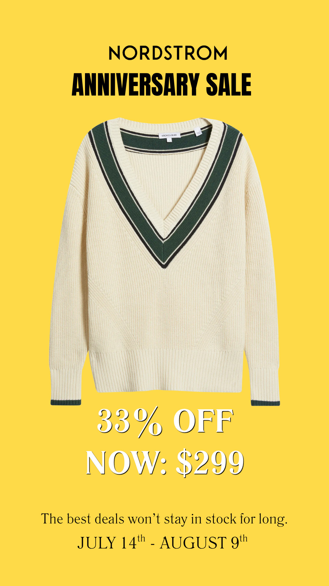 This Veronica Beard varsity-inspired sweater is one of my favorite Nordstrom Anniversary Sale finds. The relaxed fit and classic cream with green trim make it an easy piece to wear now with jeans and later layered all fall.

👩‍💻 LTK PRO TIPS
❤️ Heart = Support my posts ;-)
🔖 Save = Get sale & restock alerts for the things you love!
📋 Lists = Keep favorites organized (List ideas: Christmas, Birthdays, and Vacations!)
📲 Share = Send lists and products to a friend (or your daughters like me).
💬 Comment = Ask me anything, and I'll answer. ;-) 

 #LTKootd #LTKOver40 #LTKSaleAlert