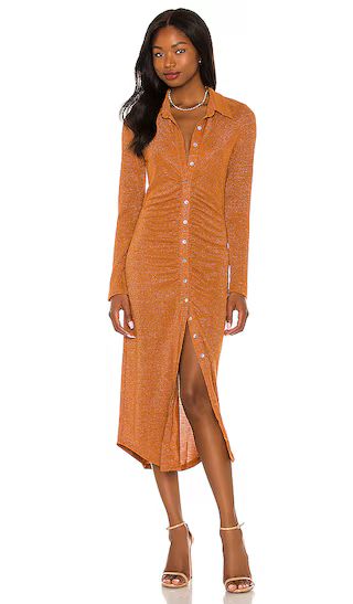 Asha Lurex Shirt Dress in Rust | Revolve Clothing (Global)