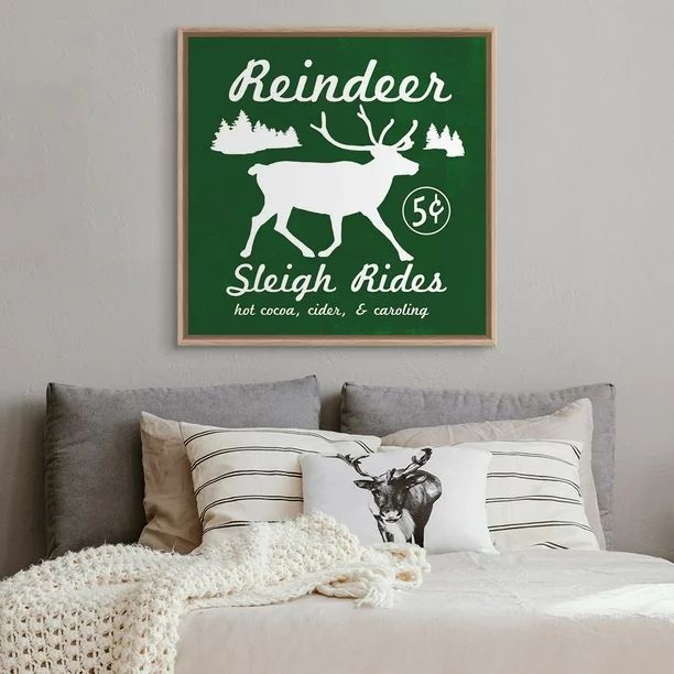 My Texas House - Reindeer Rides Framed Canvas Wall Art - 20x20 - Walmart.com | Walmart (US)
