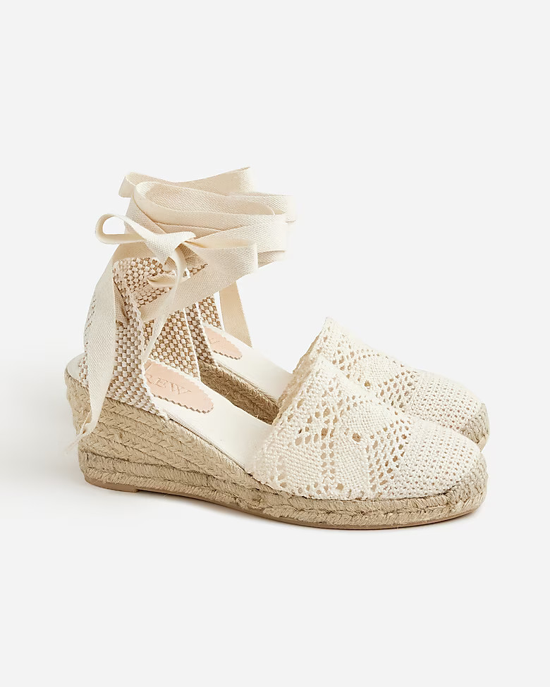 Made-in-Spain lace-up midheel espadrilles with crochet | J. Crew US