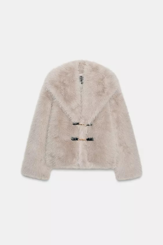SHORT FAUX FUR TOGGLE COAT | Zara US