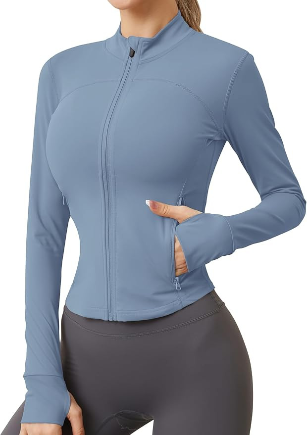 AKEWEI Womens Zip Up Workout Jackets Lightweight Athletic Slim Fit Track Jacket with Inner and Ou... | Amazon (US)