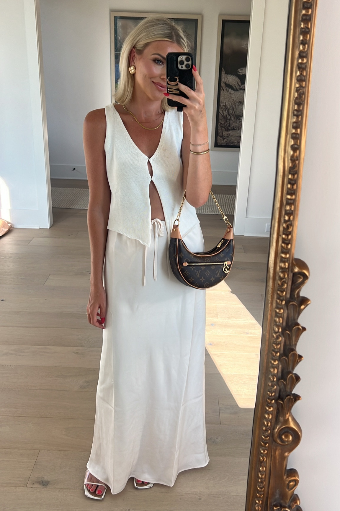 All white elevated chic summer date night outfit 
This maxi satin skirt is perfect for taller girls! I’m 5’8 wearing a S 
Amazon top - in a small 
Amazon fashion 

#LTKItBag #LTKFindsUnder100 #LTKFindsUnder50