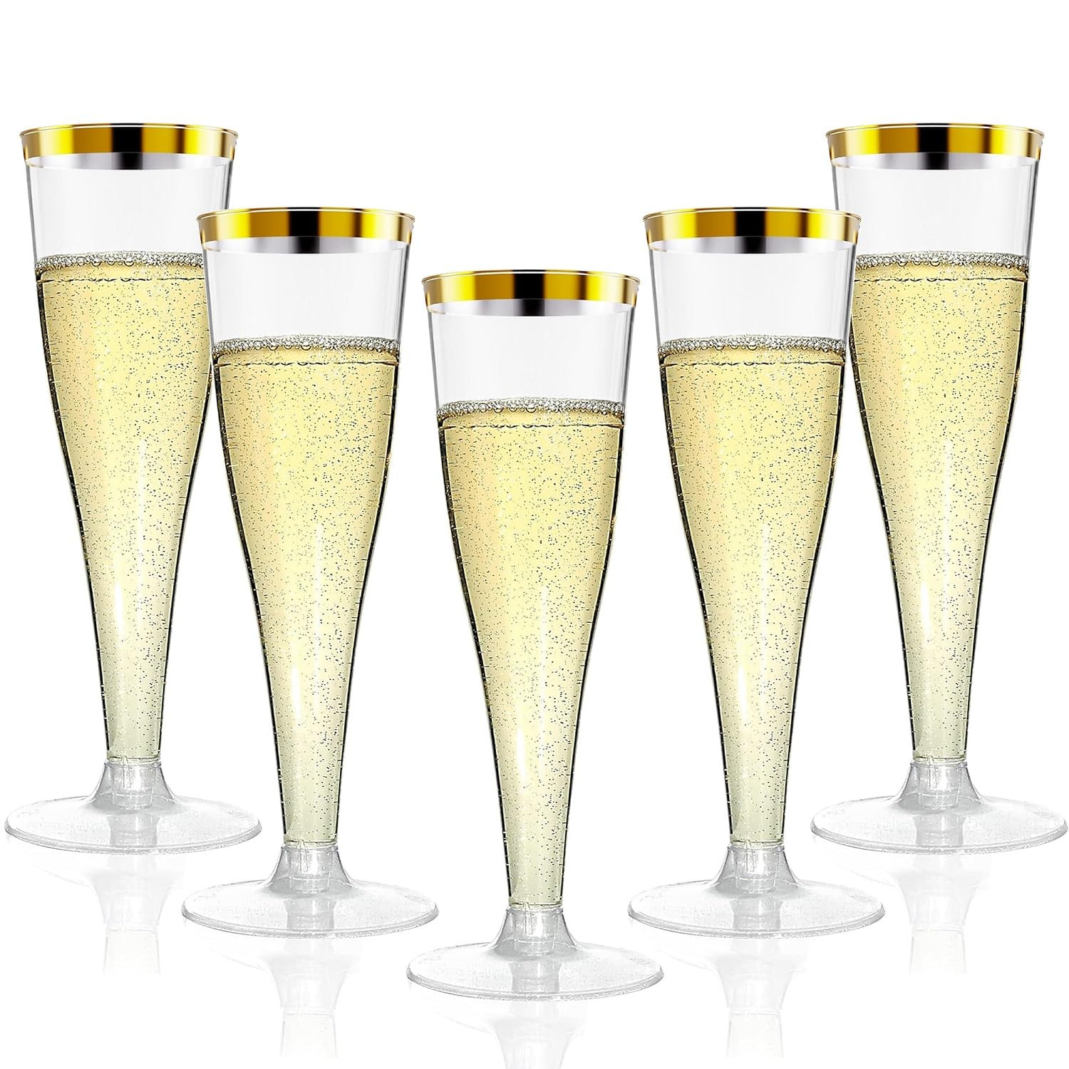 20 Pack Champagne Flutes Plastic Wine Glasses Disposable, 4.5 Oz Gold Rim Mimosa Glasses for 2026... | Amazon (US)
