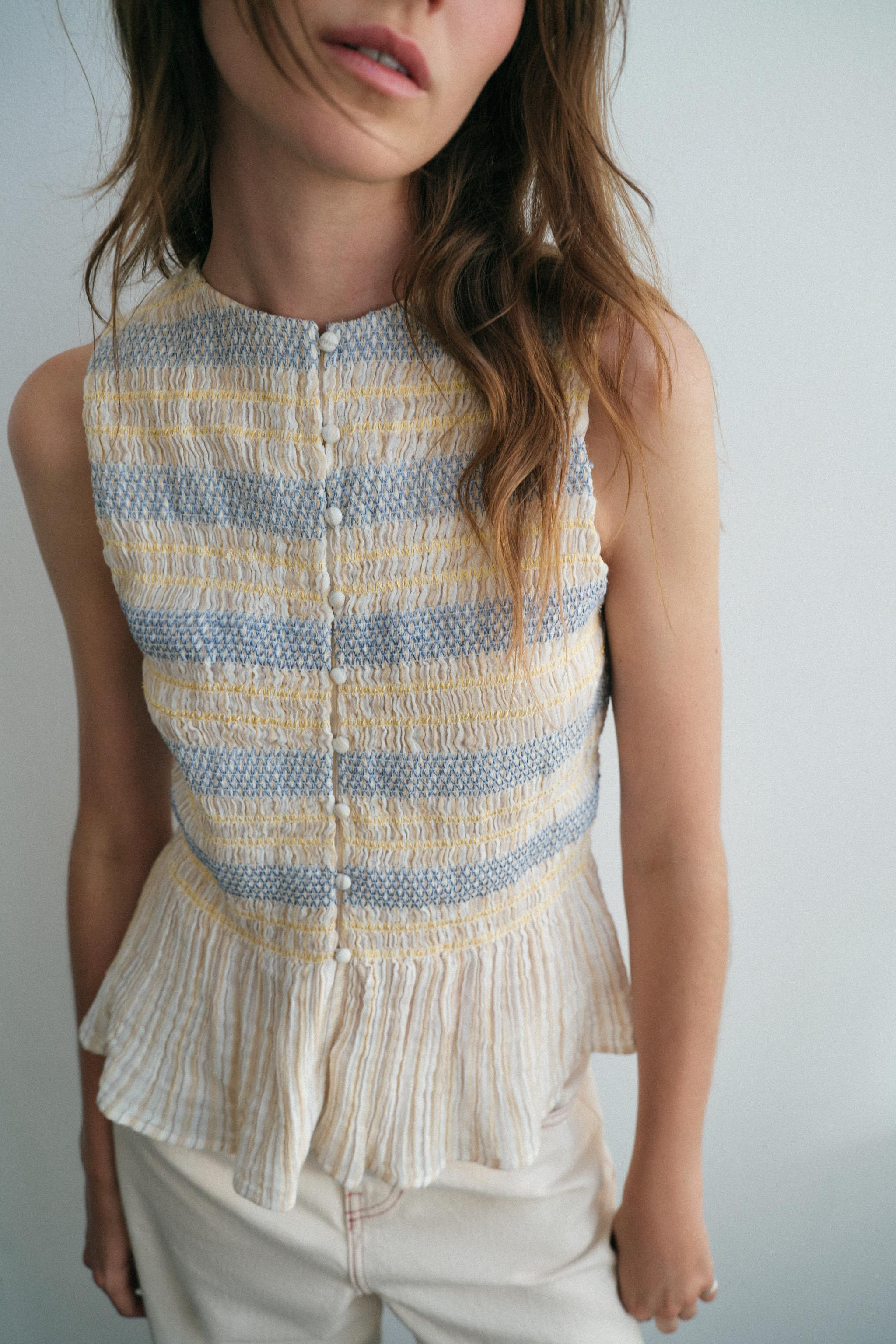 EMBROIDERED SMOCKED TOP | Zara UK