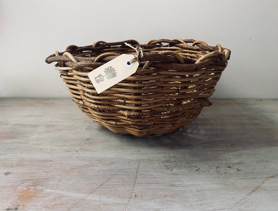 Large, High Quality Vintage round wicker storage basket. My Vintage Home | Etsy (US)
