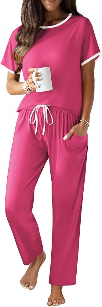 Ekouaer 2 Piece Cotton Pajamas for Women | Amazon (US)