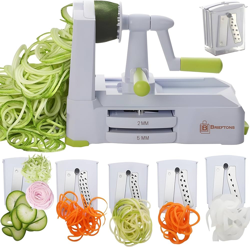 Brieftons 5-Blade Vegetable Spiralizer: Strongest-Heaviest Spiral Slicer, Best Veggie Pasta Spagh... | Amazon (US)