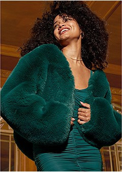 Cropped Faux Fur Jacket | VENUS