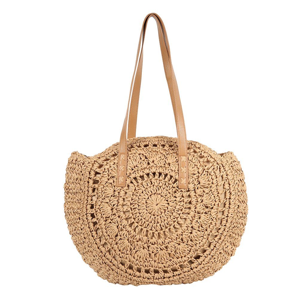 HOTBEST Woven Rattan Bag Round Straw Shoulder Bag Beach Handbags Women Hollow Handmade Messenger ... | Walmart (US)
