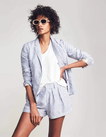 Faherty Women's Sagaponack Blazer - Blue/White Stripe XS | Faherty