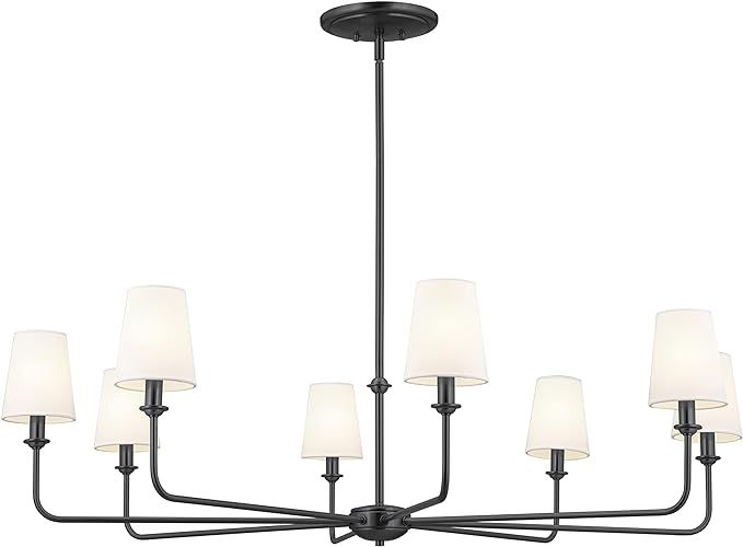 Kichler Pallas 8-Light Chandelier in Black, Classic Ceiling Light Fixture with Optional Linen Tap... | Amazon (US)