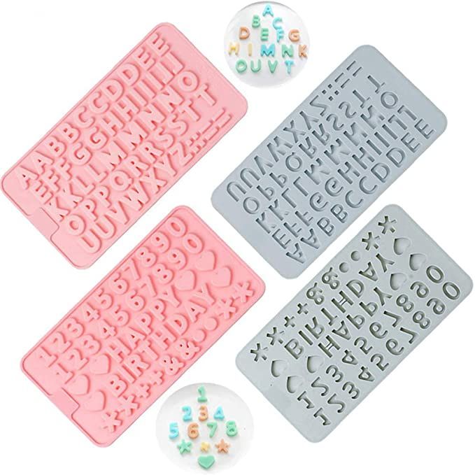 4PCS Candy Molds Ice Cube Trays Fondant Mould, Non-Stick Reusable Silicone Mold Letters Numbers C... | Amazon (CA)