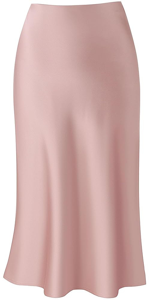 Keasmto Leopard Skirt for Women Midi Length High Waist Silk Satin Elasticized Cheetah Casual Ladi... | Amazon (US)