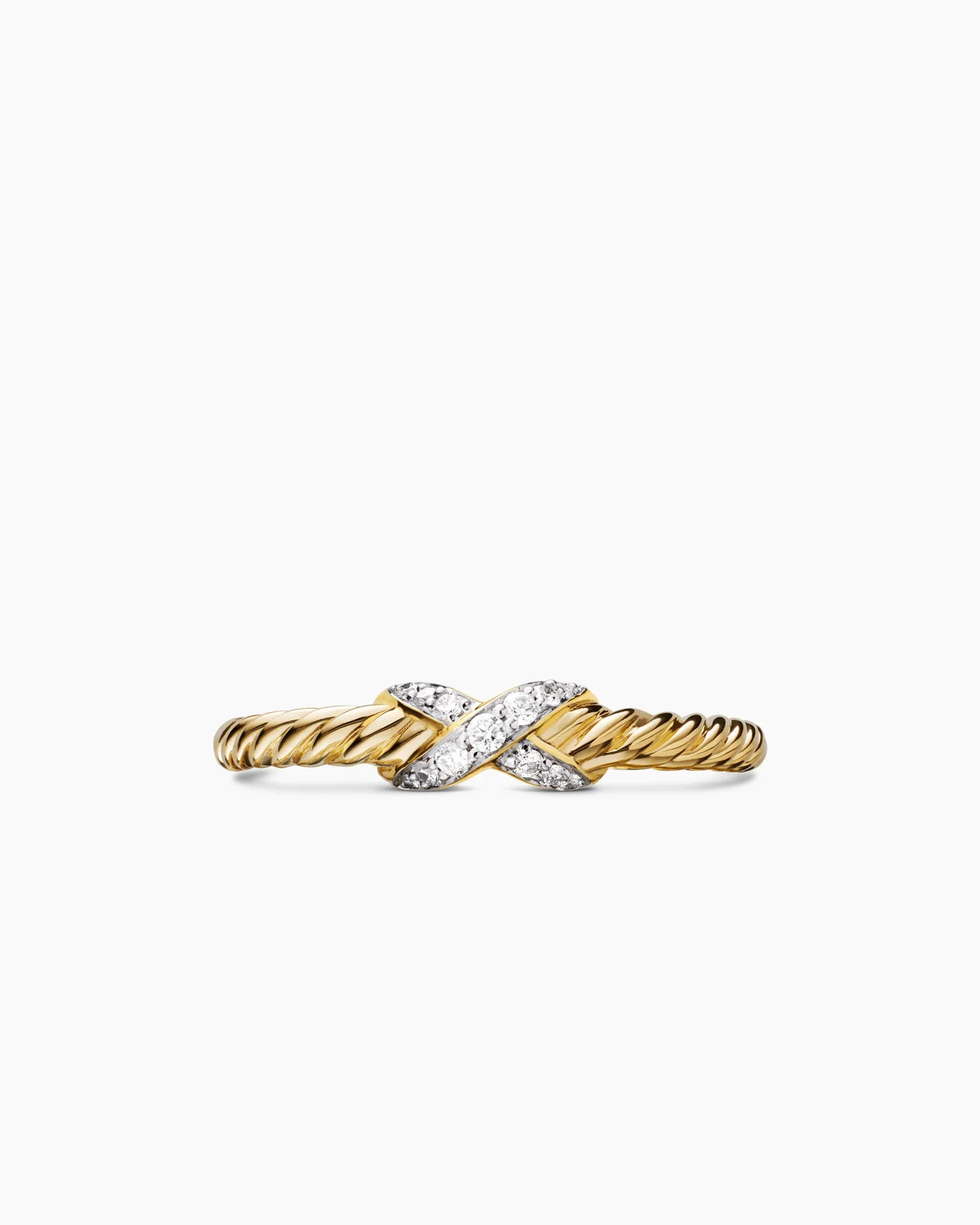 David Yurman | Petite X Ring in 18K Yellow Gold with Diamonds, 2.2mm | David Yurman