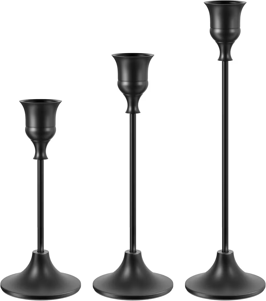 Black Candlestick Holders Taper Candle Holders, Set of 3 Vintage Candle Sticks Holder Decor Used ... | Amazon (US)