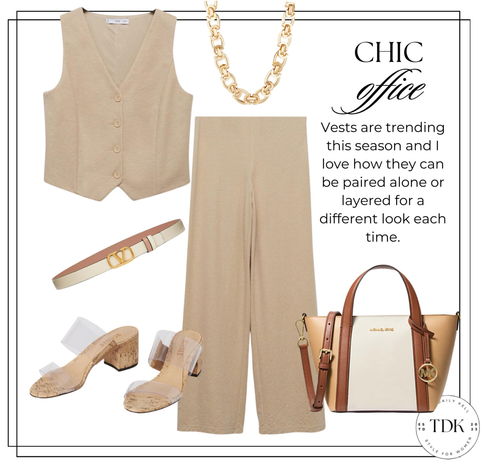 Transform your office look with this chic ensemble.

This sleek vest piece paired with a statement gold necklace is perfect for making that stylish impression at work.

#LTKStyleTip #LTKWorkwear #LTKOver40