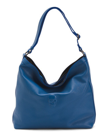 Made In Italy Leather Small Skull Embossed Hobo | TJ Maxx