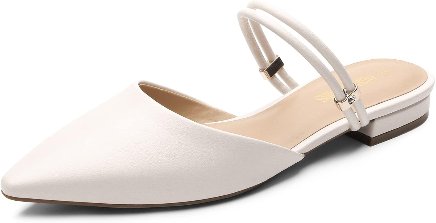 DREAM PAIRS Mules for Women Flats Pointed Toe Two-Way Wear Slip on Slides Shoes | Amazon (US)